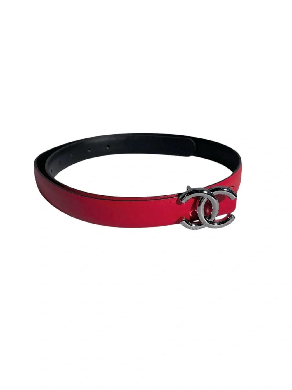 ❤️ Women’s Classic Red leather Belt with — Black/Silver-Tone Buckle ❤️